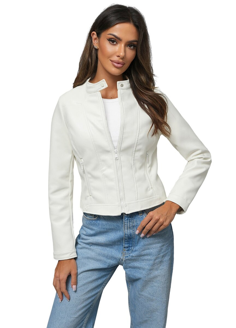 Női Bőrdzseki Ecru OZONEE JS/11Z8127