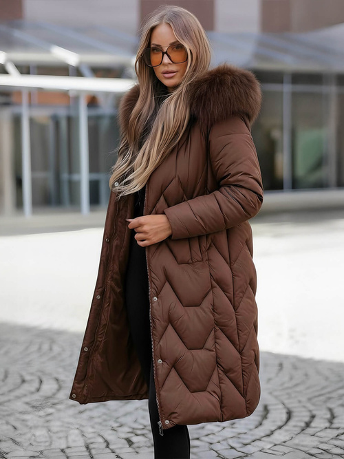 Női téli kabát csokoládé OZONEE JS/5M3229/158
