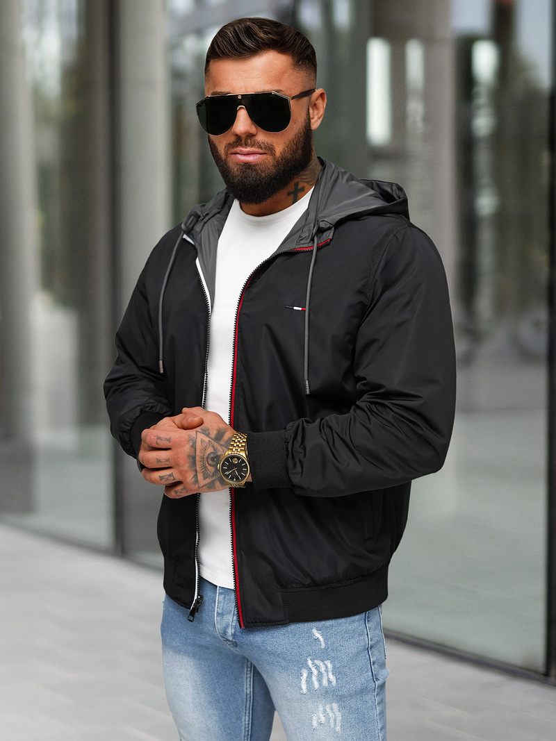 Férfi megfordítható kabát szürke OZONEE JS/16M9207/92