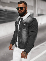 Férfi farmer dzseki SHERPA fekete OZONEE NB/MJ513N