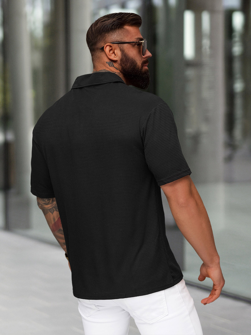 Férfi galléros póló fekete OZONEE O/YN2/593