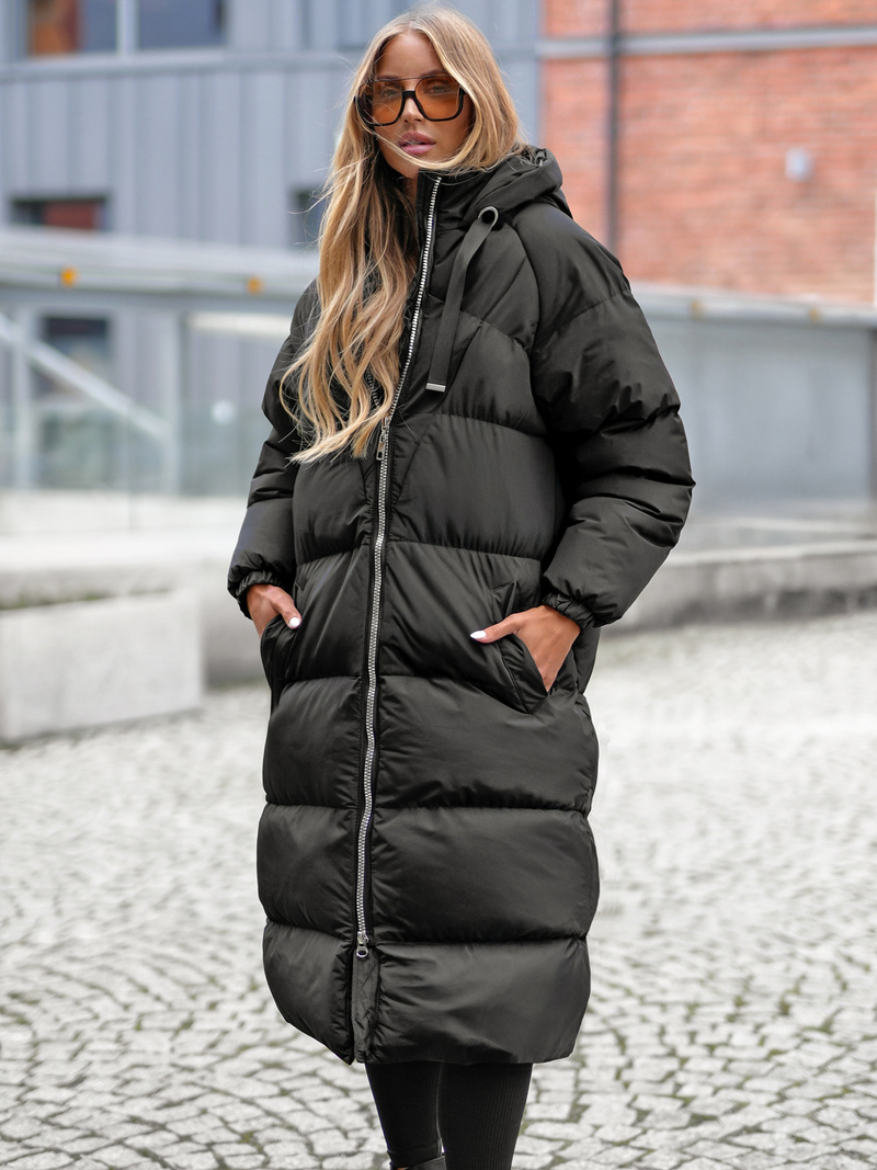 Női téli kabát fekete OZONEE JS/5M3163/392Z