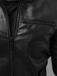 Férfi bőrdzseki fekete OZONEE O/8907