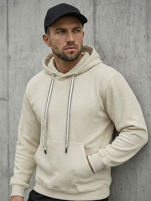 Férfi kapucnis felső ecru OZONEE O/G3065