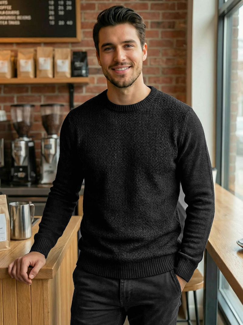 Férfi Pulóver Fekete OZONEE JS/59B3607/3