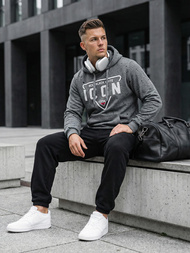 Férfi kapucnis felső grafit OZONEE JS/8B1737/5