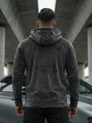 Férfi velúr kapucnis pulóver grafit OZONEE JS/8B1168/6Z