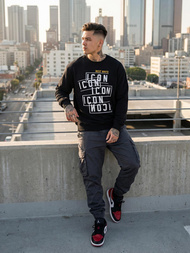 Férfi Melegítő Felső Fekete OZONEE JS/8B1763/3Z