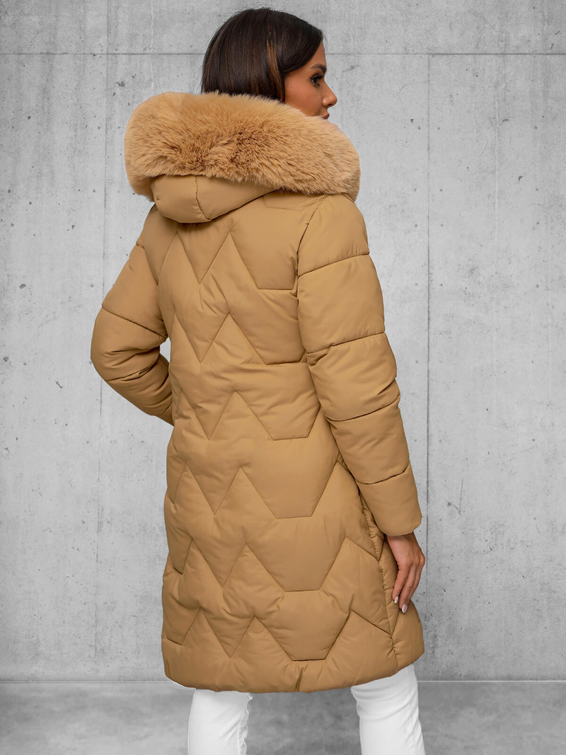 Női téli kabát bézs OZONEE JS/16M9202/62Z