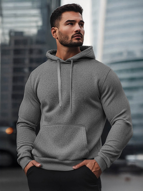Férfi kapucnis pulóver Sötét-Szürke OZONEE JS/2009Z