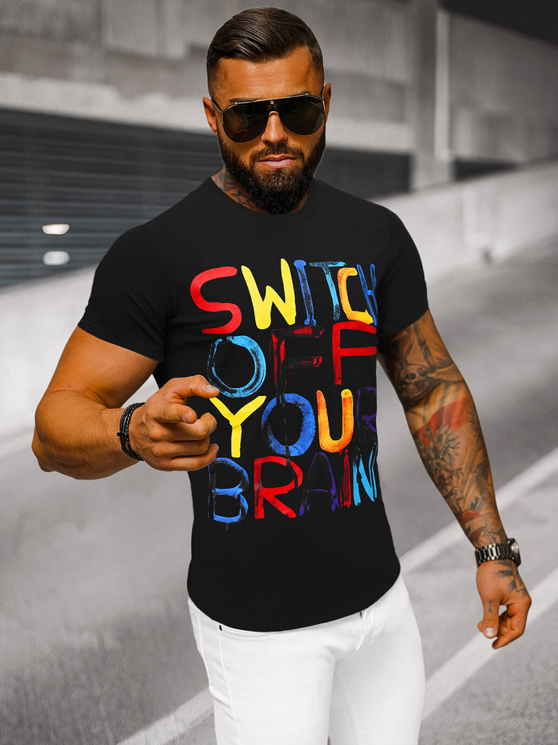 Férfi Póló Fekete OZONEE O/T125/3Z