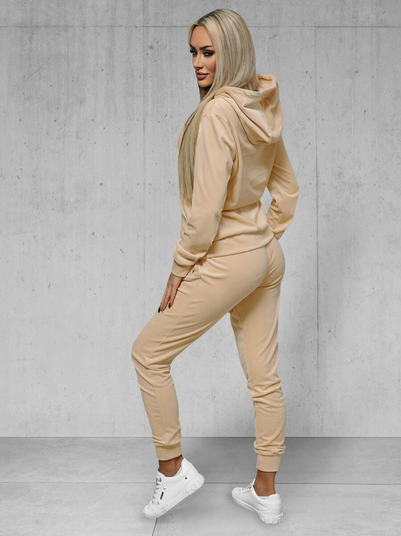 Női Melegítő szett velúr világos-bézs OZONEE JS/8C1176/159