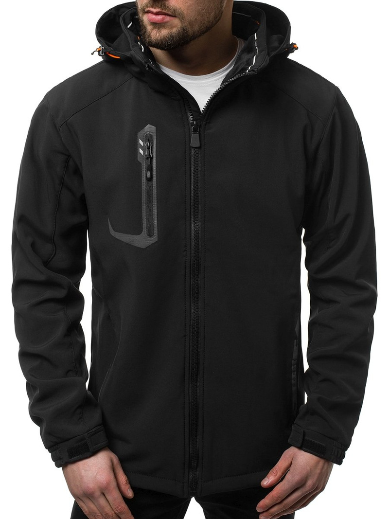 Férfi kapucnis softshell kabát fekete-narancs OZONEE GE/12267