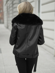 Női bőrdzseki fekete OZONEE JS/61M8507/392AZ