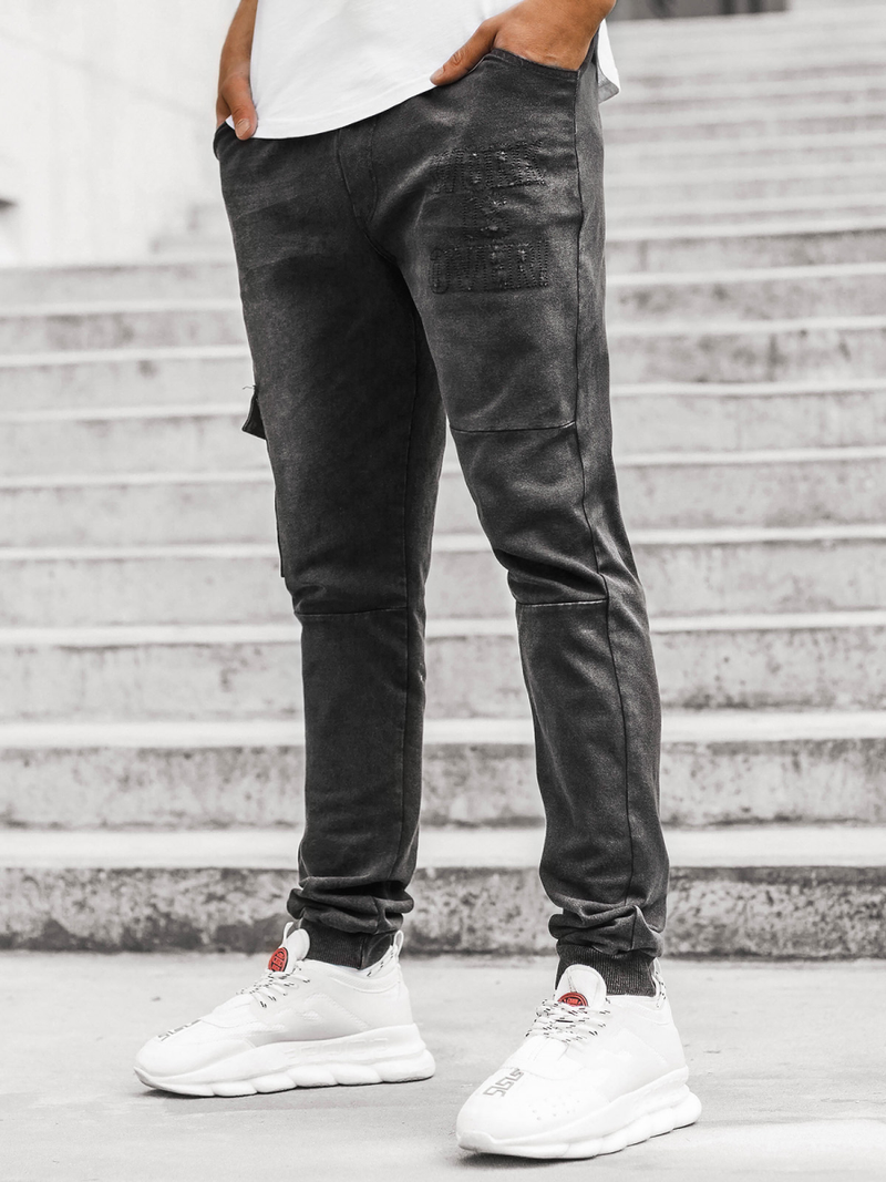 Férfi farmer jogger nadrág Fekete OZONEE JS/KK1110-2