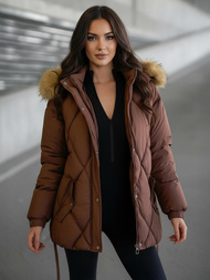 Női téli kabát csokoládé OZONEE JS/5M3329/158Z