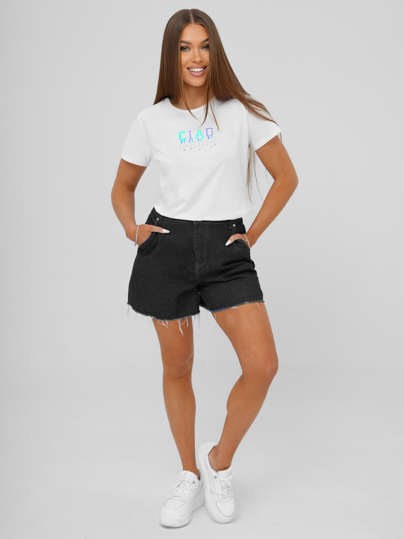 Női polo fehér-mentol OZONEE JS/RJ77542