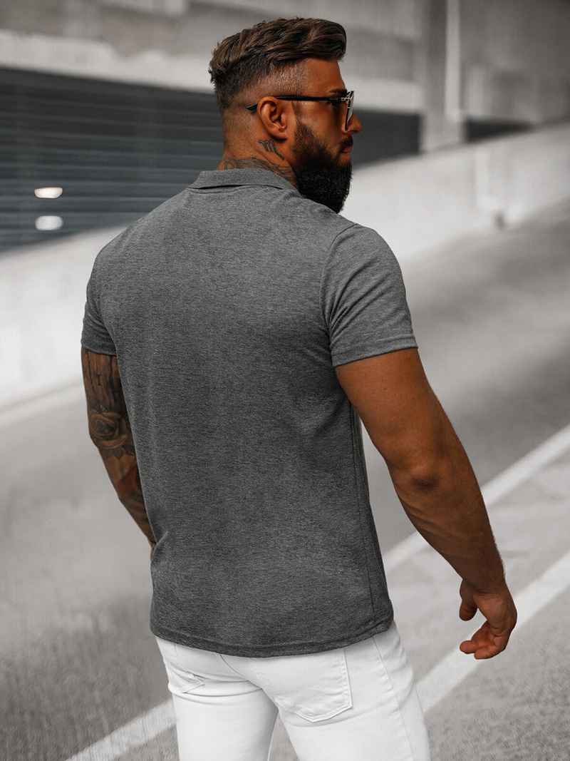 Férfi galléros póló grafit OZONEE JS/8T80/5Z