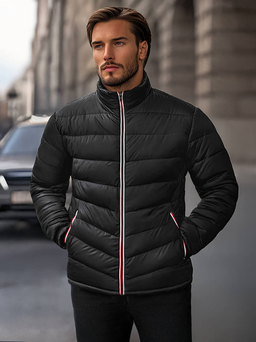 Férfi átmeneti kabát fekete OZONEE JS/SM71Z