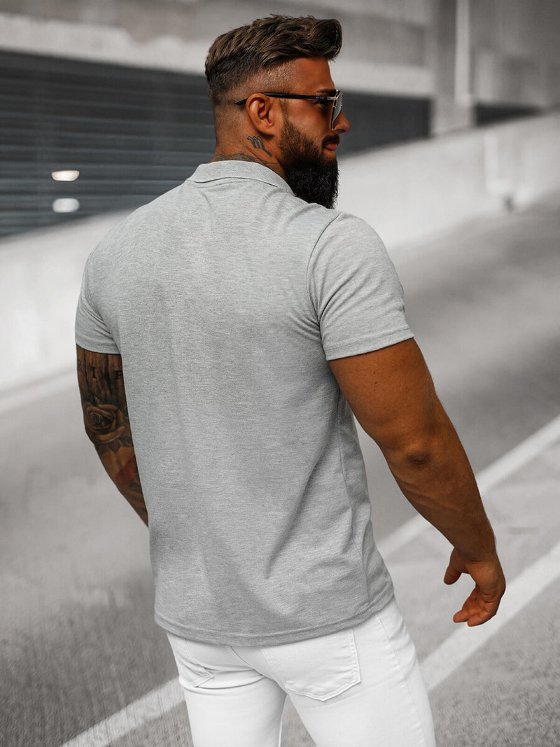 Férfi galléros póló szürke OZONEE JS/8T80/2Z