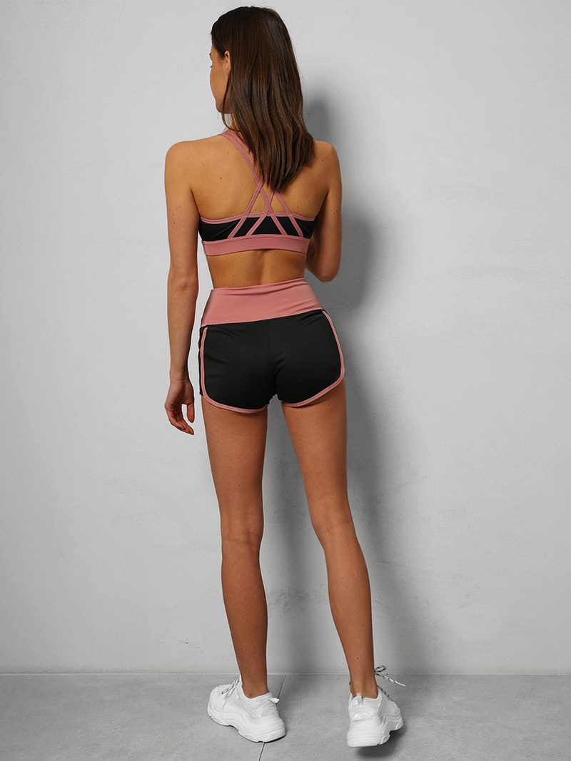 Kétrészes női tréning szett fekete-rózsaszín OZONEE O/XL011/54