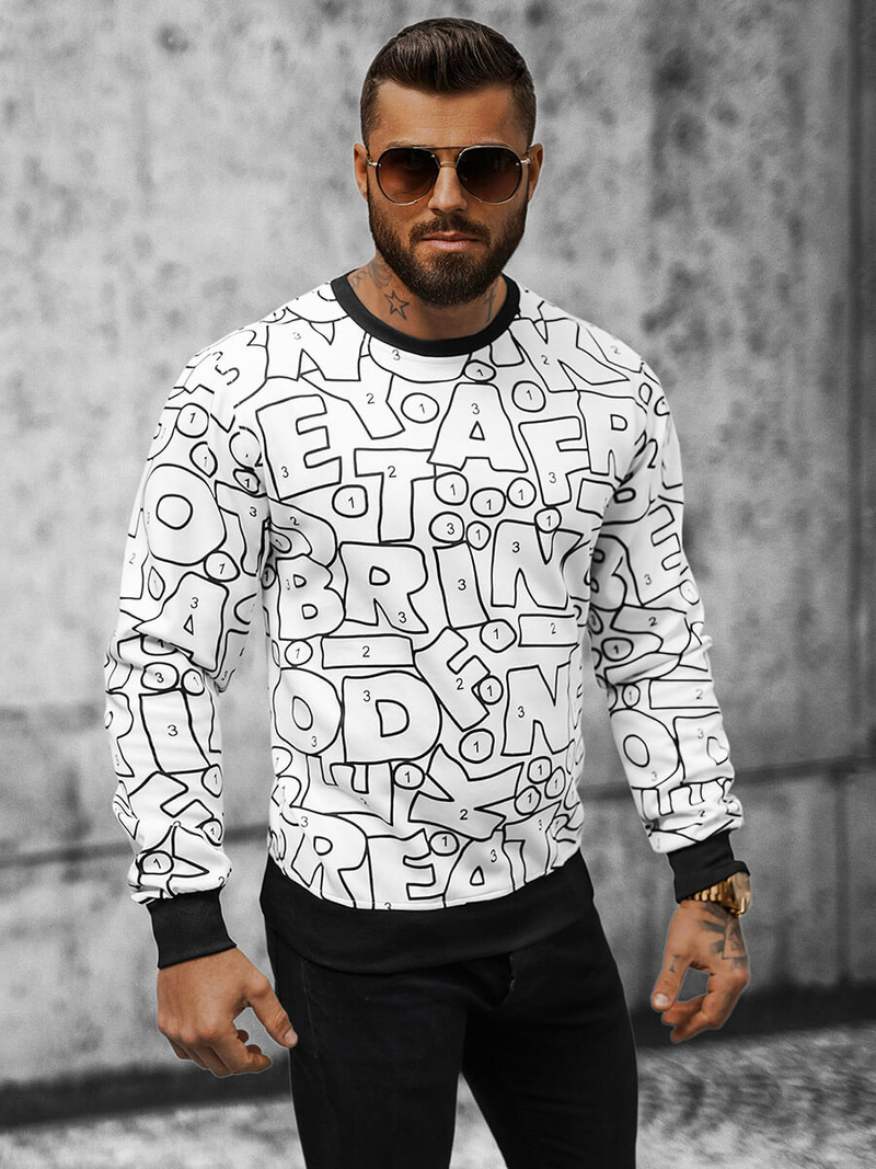 Férfi Pulóver Fehér OZONEE JS/8B1136/1