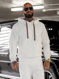 Férfi melegítő szett velúr fehér OZONEE O/3C390