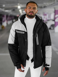 Férfi Steppelt Kabát Fekete-Szürke OZONEE JS/91M9903/92