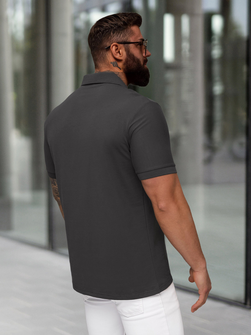 Férfi galléros póló grafit OZONEE NB/MT3124