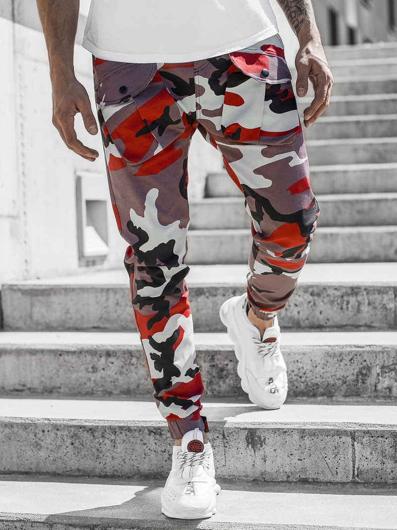 Férfi nadrág jogger bordó-bézs OZONEE G/11144