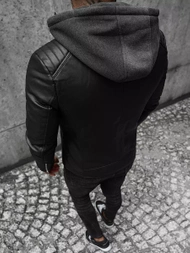 Férfi bőrdzseki fekete OZONEE JS/11Z8012