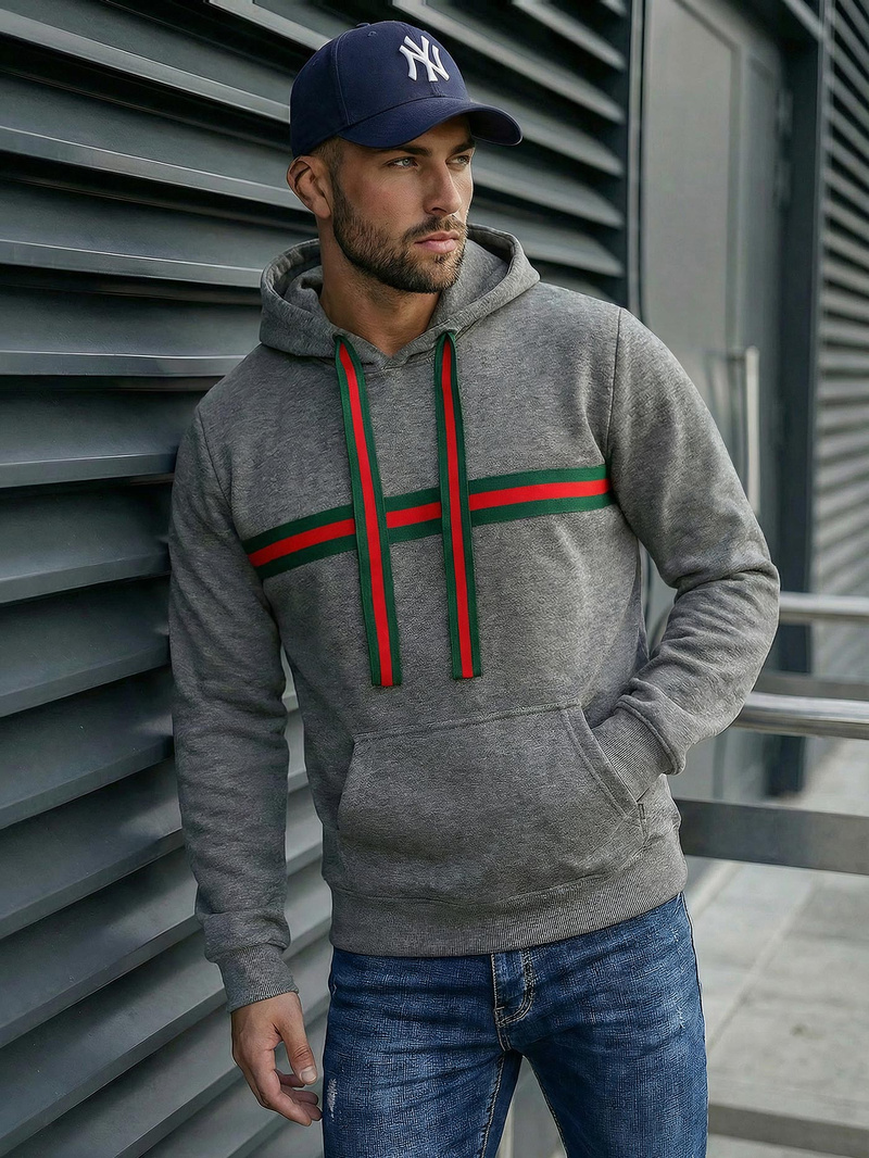 Férfi kapucnis felső grafit OZONEE JS/8B1735/5Z