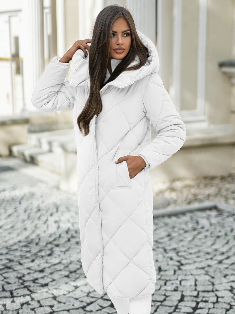 Női téli kabát fehér OZONEE JS/5M3173/281Z