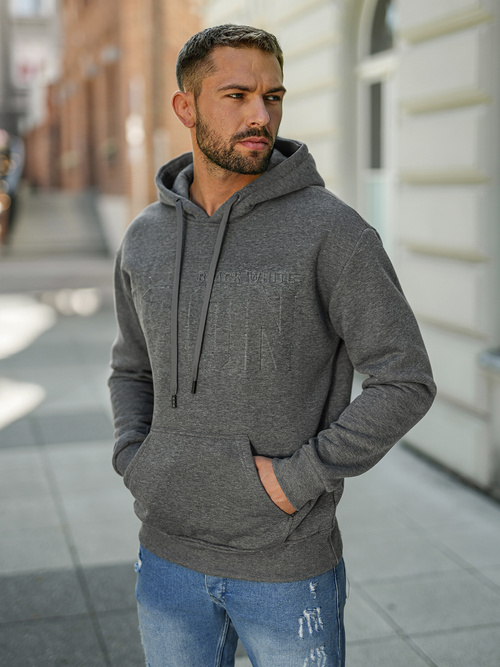 Férfi kapucnis felső grafit OZONEE JS/8B1773/5