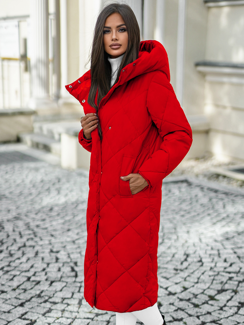 Női téli kabát piros OZONEE JS/5M3173/270Z
