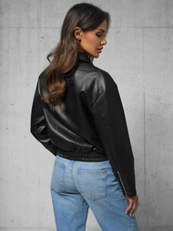 Női Bőrdzseki Fekete OZONEE O/G116