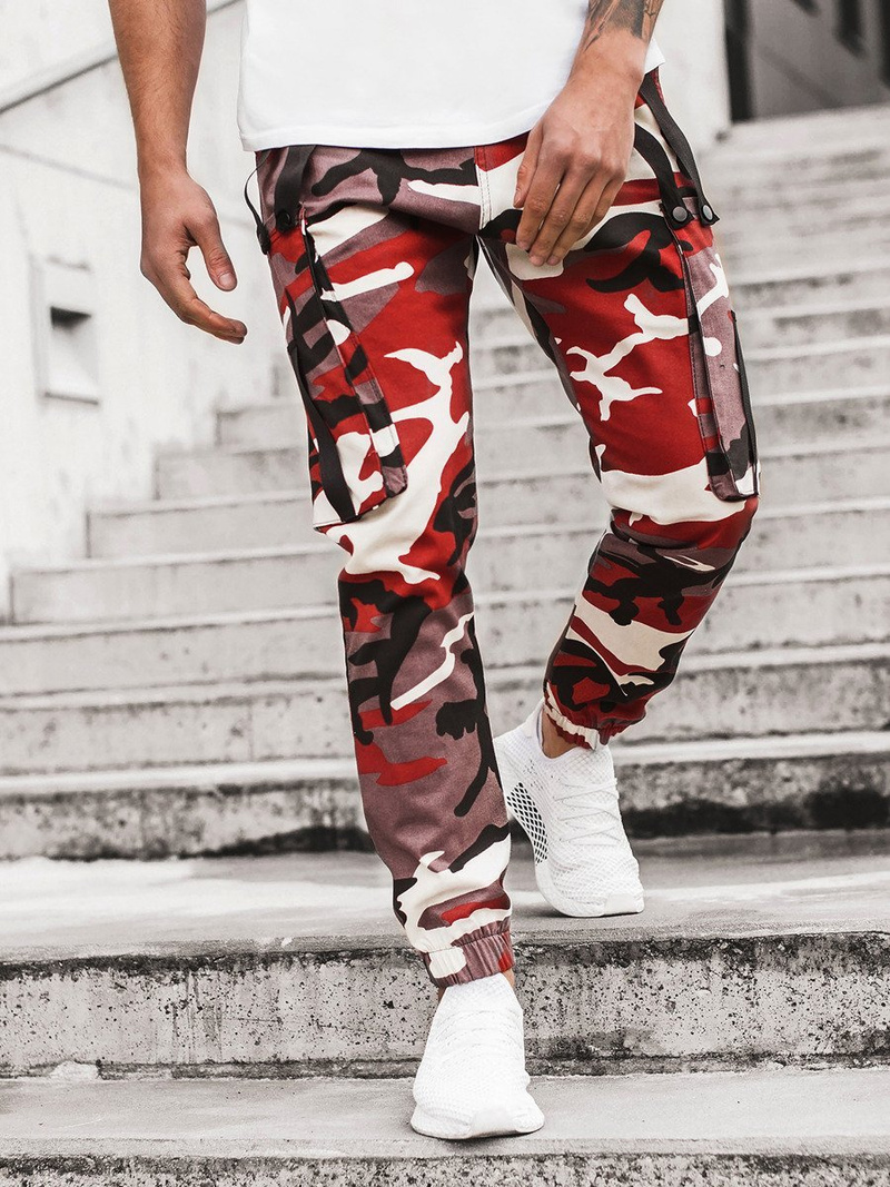 Férfi nadrág jogger bordó-bézs OZONEE O/11102