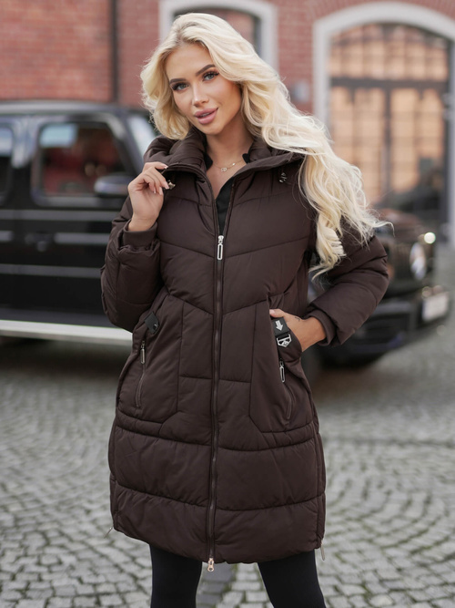 Női téli kabát csokoládé OZONEE JS/16M9302/158Z
