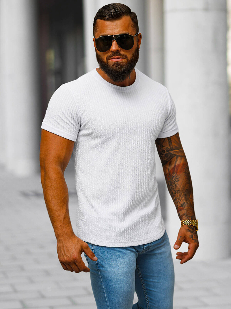 Férfi Póló Fehér OZONEE O/7766T