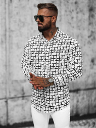 Férfi Ing fehér–fekete OZONEE E/9000/1Z