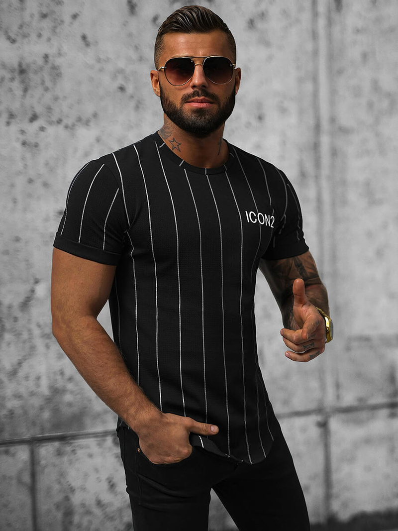 Férfi Póló Fekete OZONEE O/P1116