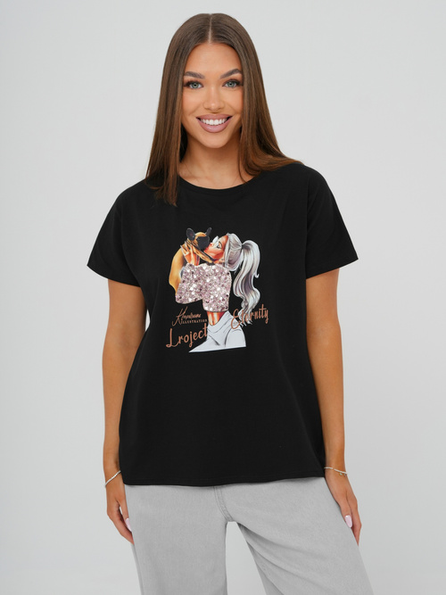 Női polo fekete OZONEE JS/95T2575/3