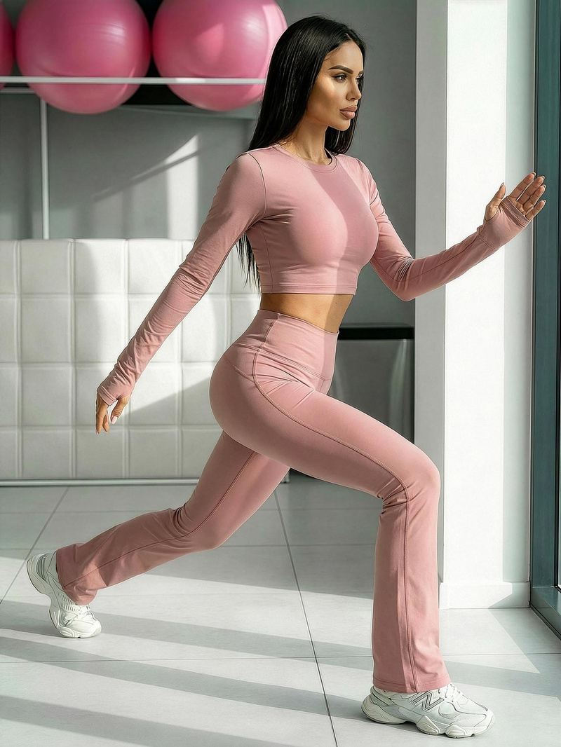 Női leggings széles lábakkal púder rózsaszín OZONEE JS/17K588/7Z