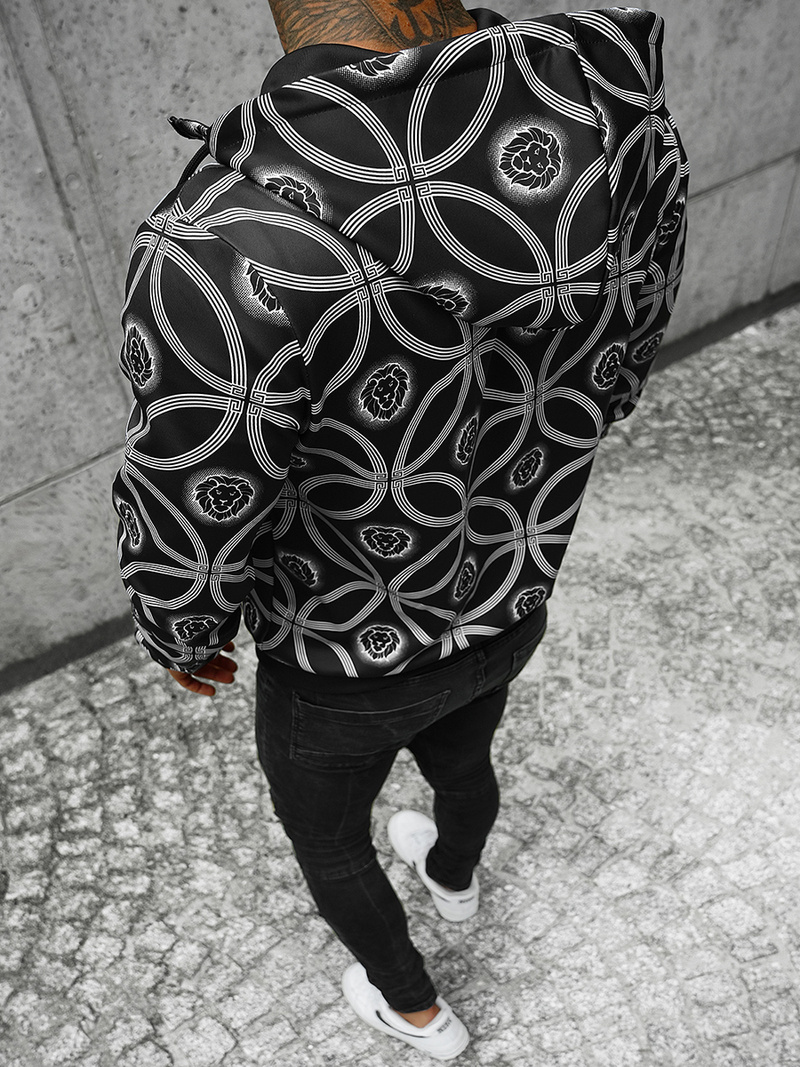 Férfi kapucnis pulóver fekete OZONEE JS/B8123