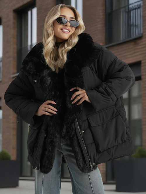 Női téli kabát fekete OZONEE JS/16M9185/392