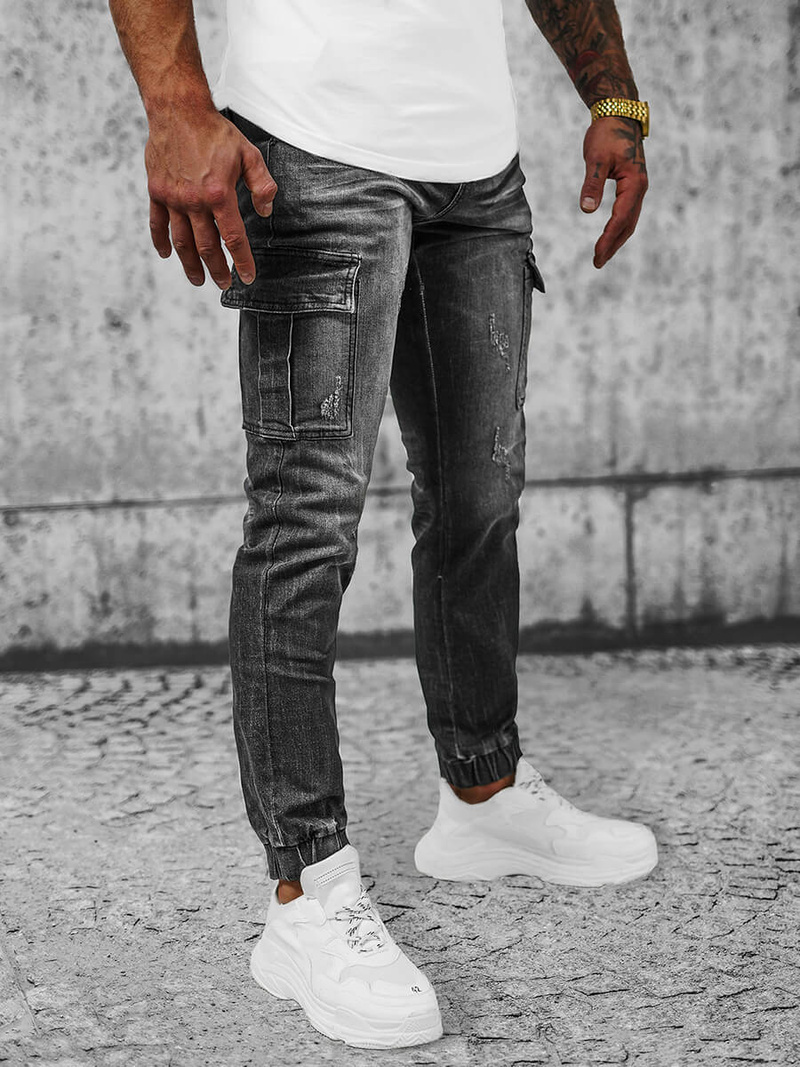 Férfi Nadrág Jogger Fekete OZONEE NB/MP0130N