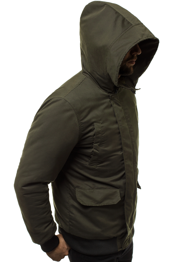 Férfi téli kabát sötét-zöld OZONEE JS/2019005