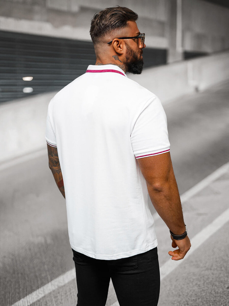 Férfi galléros póló fehér OZONEE O/DA758