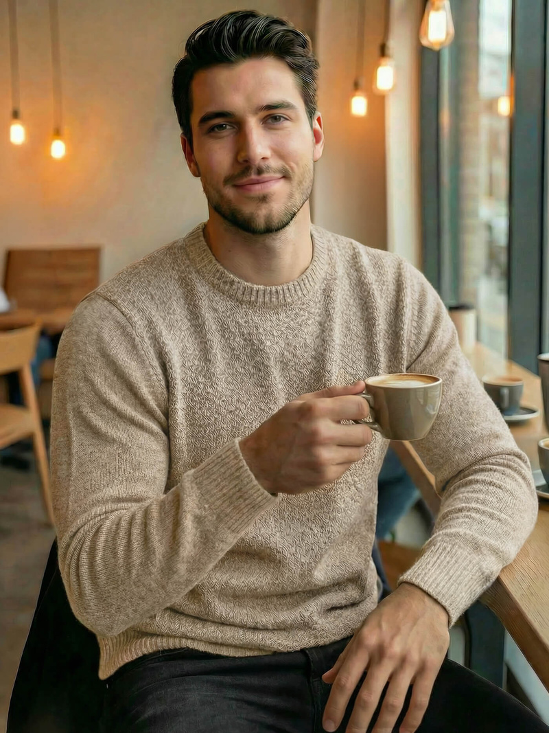 Férfi Pulóver Bézs OZONEE JS/59B3607/155