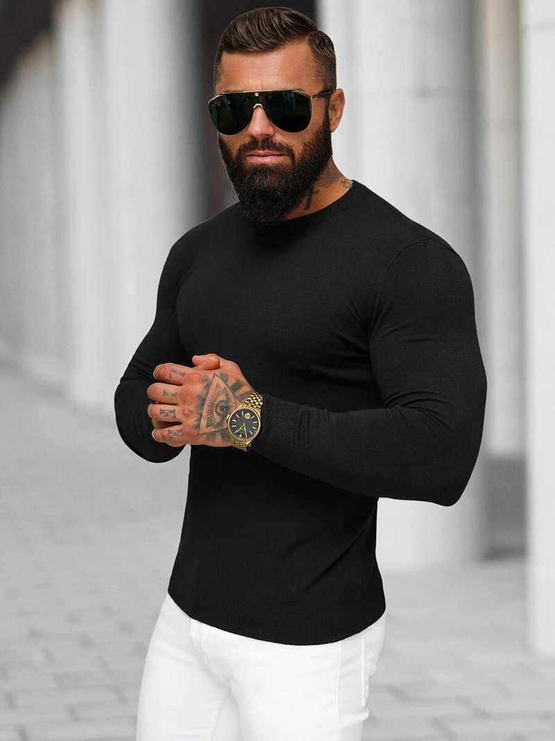 Férfi Pulóver Fekete OZONEE NB/MMB602/4Z